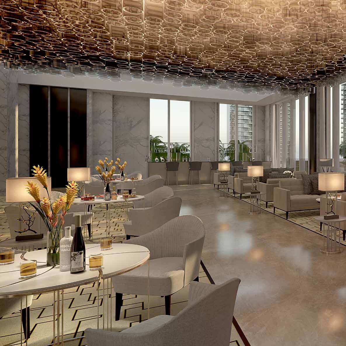 Trump towers - Sky lounge with sculptural ceiling installation