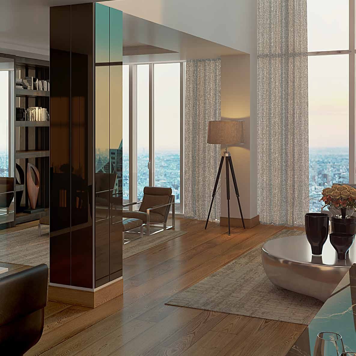 Trump towers - Living space with panoramic skyline views