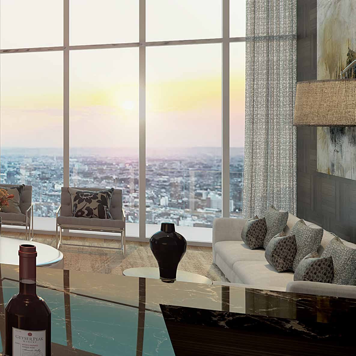 Trump towers - Lounge overlooking the skyline at sunset
